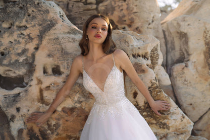 Penellopia A-line V-neck Ivory Wedding dress