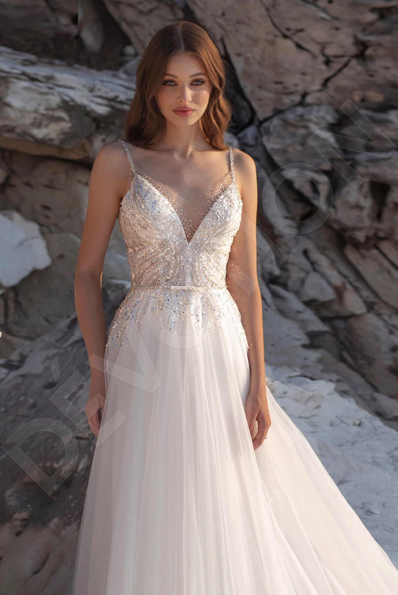 Penellopia A-line V-neck Ivory Wedding dress