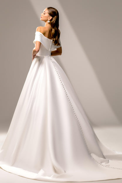 Sonet A-line Off-shoulder/Drop shoulders Milk Wedding dress