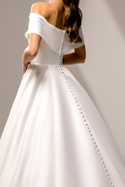 Sonet A-line Off-shoulder/Drop shoulders Milk Wedding dress