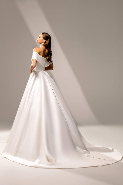 Sonet A-line Off-shoulder/Drop shoulders Milk Wedding dress