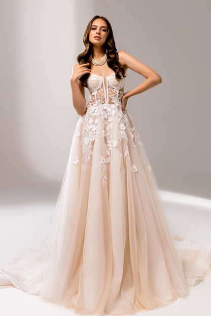 Taya A-line Sweetheart Milk/Nude Wedding dress