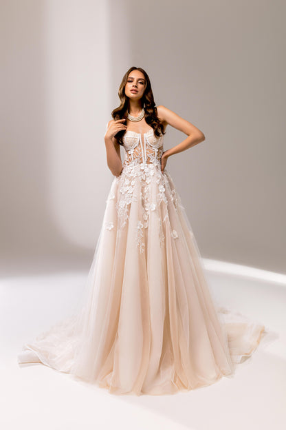 Taya A-line Sweetheart Milk/Nude Wedding dress