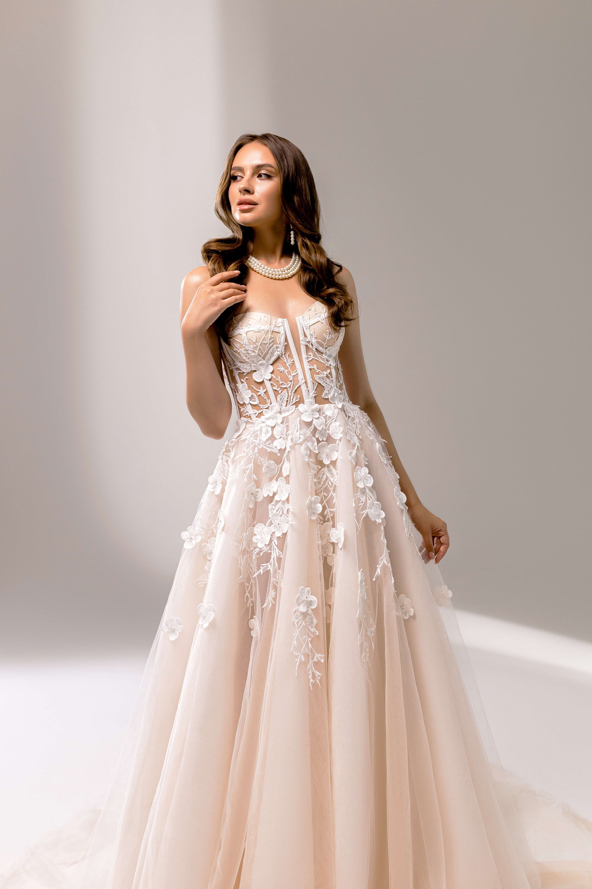 Taya A-line Sweetheart Milk/Nude Wedding dress