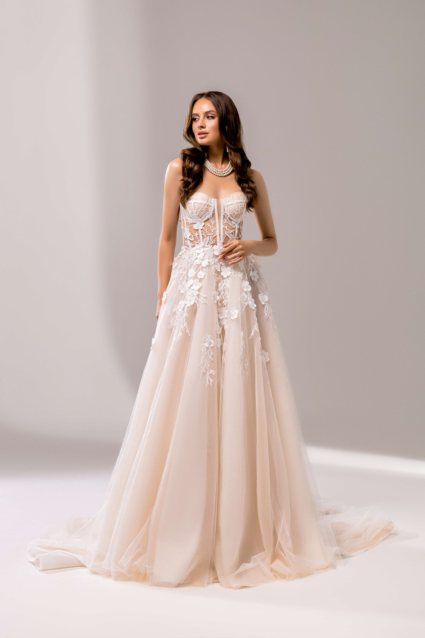 Taya A-line Sweetheart Milk/Nude Wedding dress