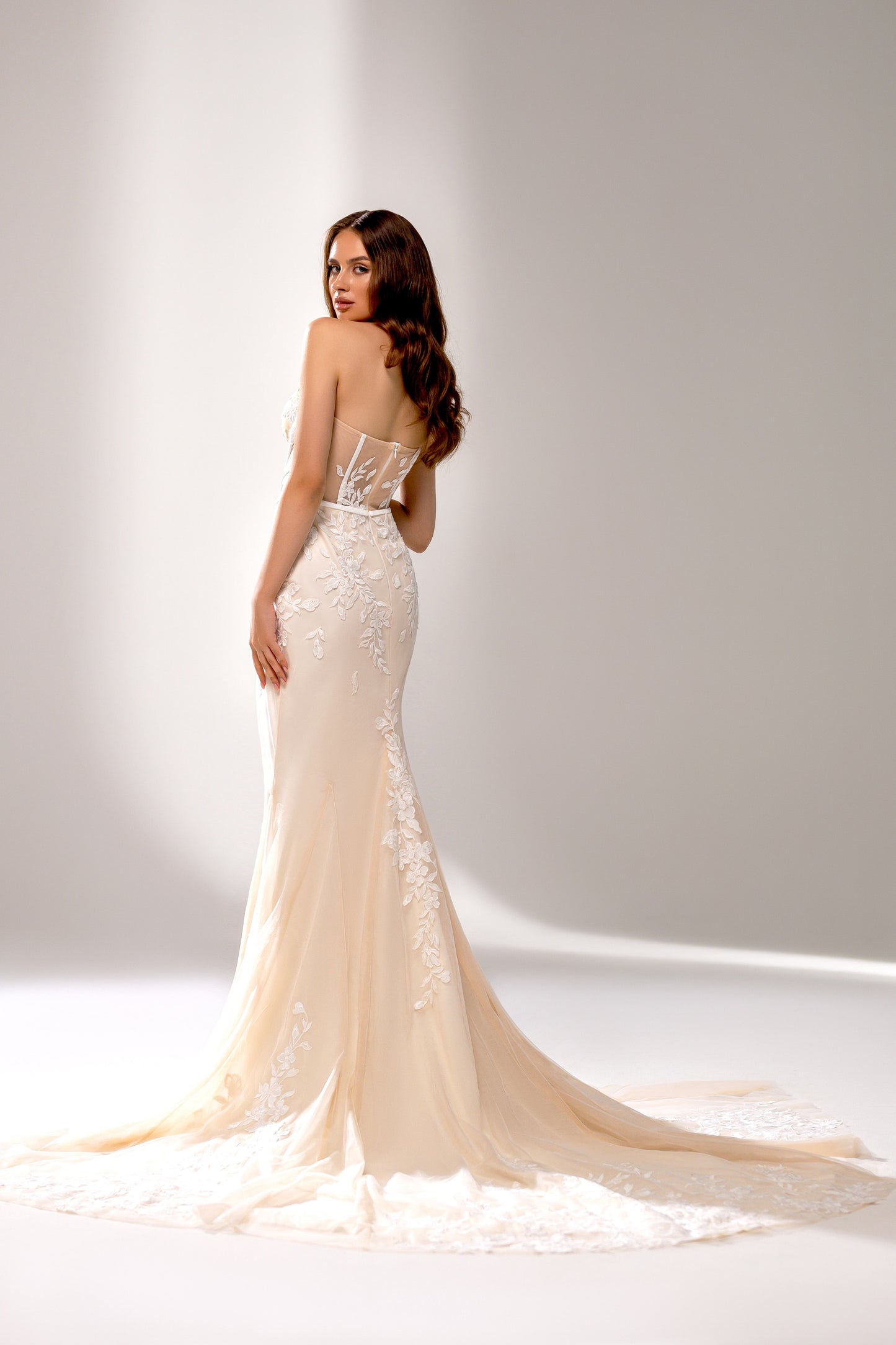 Edina Trumpet/Mermaid Sweetheart Milk/Nude Wedding dress