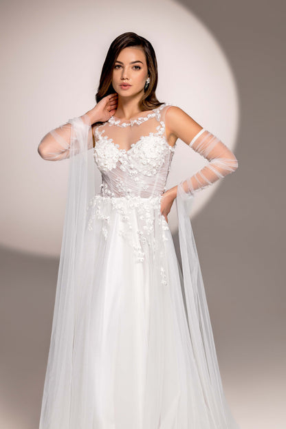 Juliana A-line Boat/Bateau Milk Wedding dress