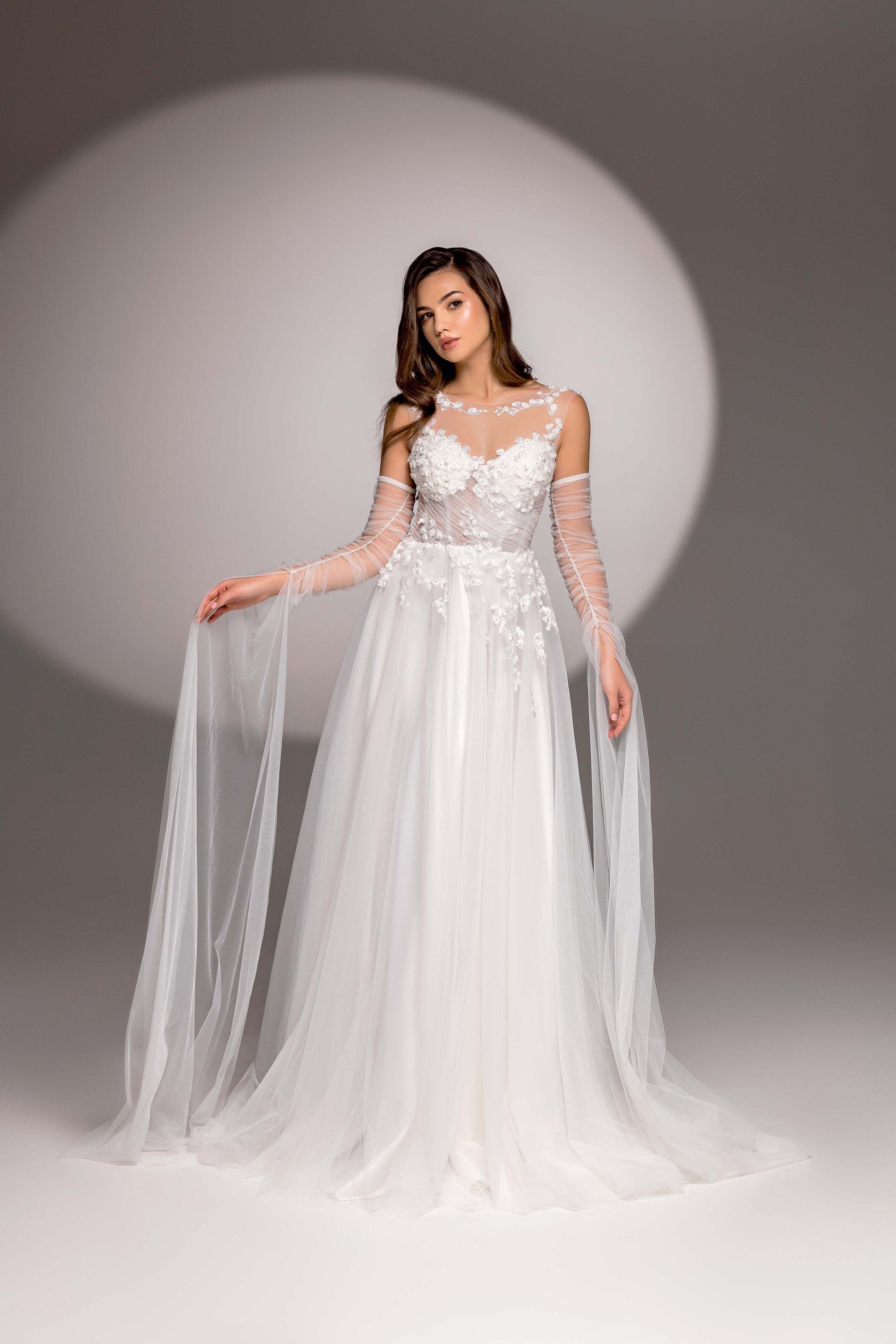 Juliana A-line Boat/Bateau Milk Wedding dress