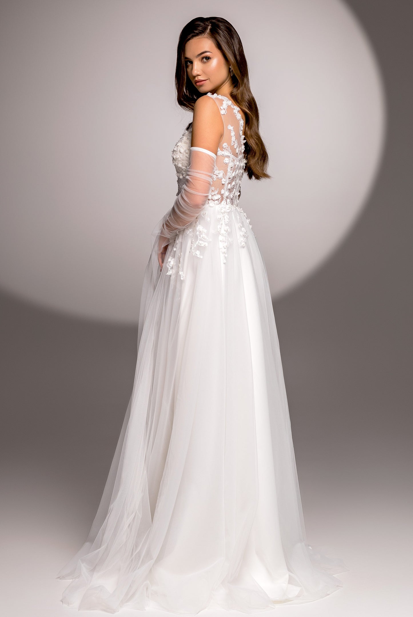 Juliana A-line Boat/Bateau Milk Wedding dress