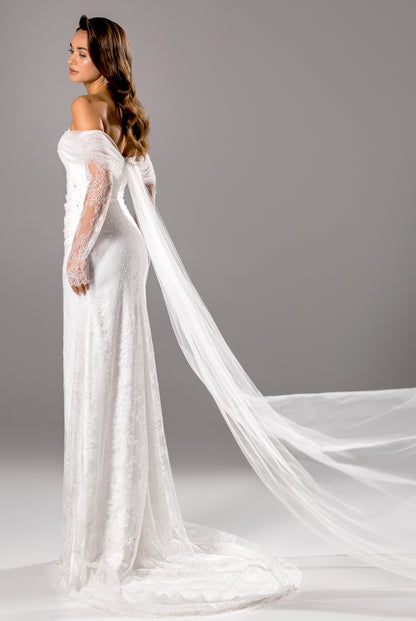 Zoey Trumpet/Mermaid Off-Shoulder/Drop Shoulders Milk Wedding dress