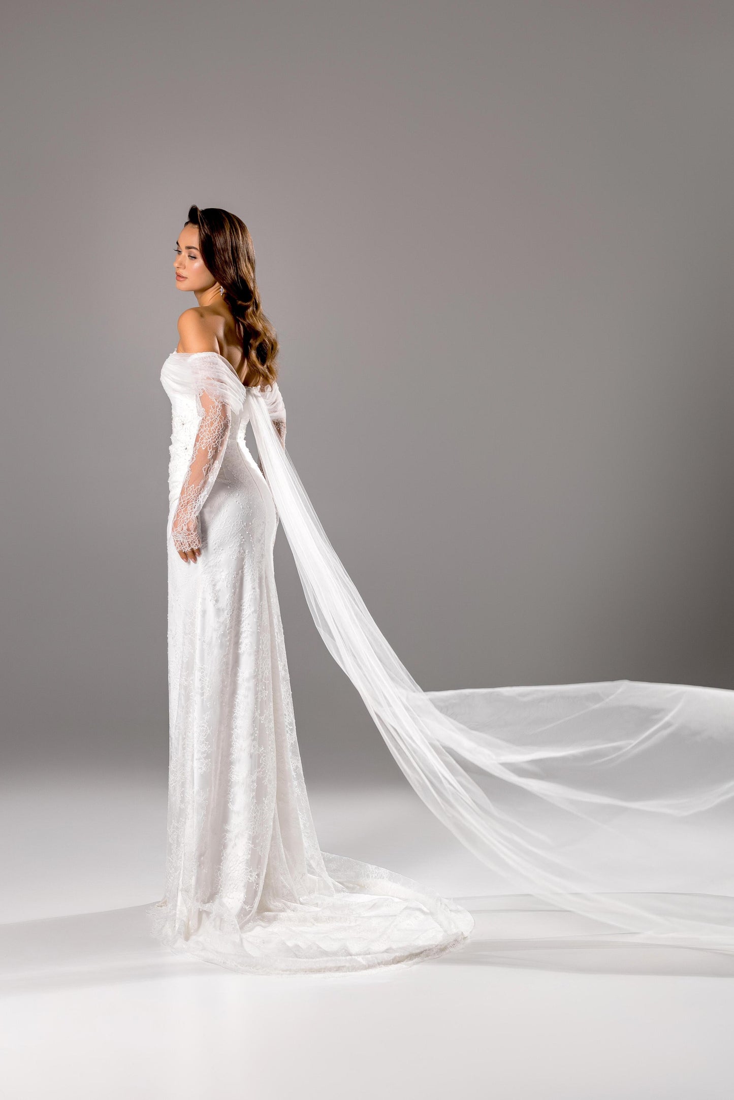 Zoey Trumpet/Mermaid Off-Shoulder/Drop Shoulders Milk Wedding dress