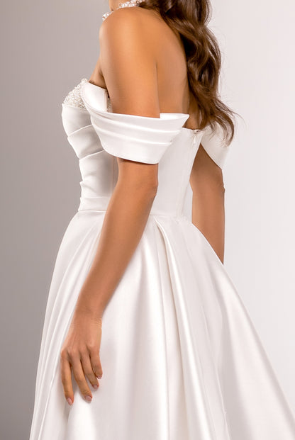 Bryce A-line Off-Shoulder/Drop Shoulders Milk Wedding dress