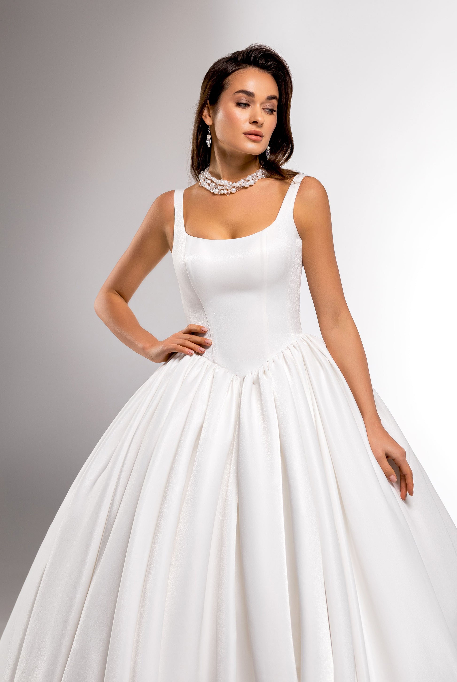 Carlson Princess/Ball Gown Square Milk Wedding dress