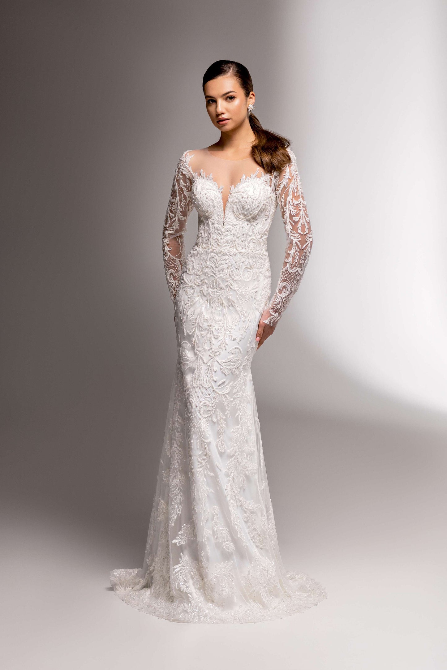 Charisma Trumpet/Mermaid Illusion Milk Wedding dress