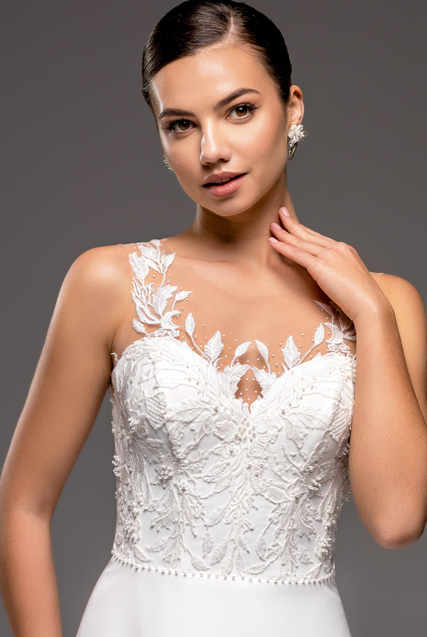 Isla A-line Illusion Milk Wedding dress