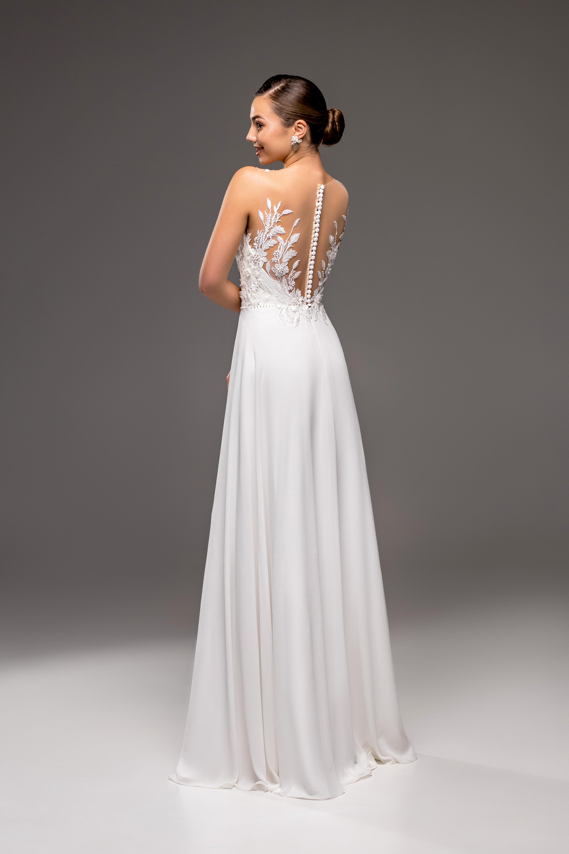 Isla A-line Illusion Milk Wedding dress