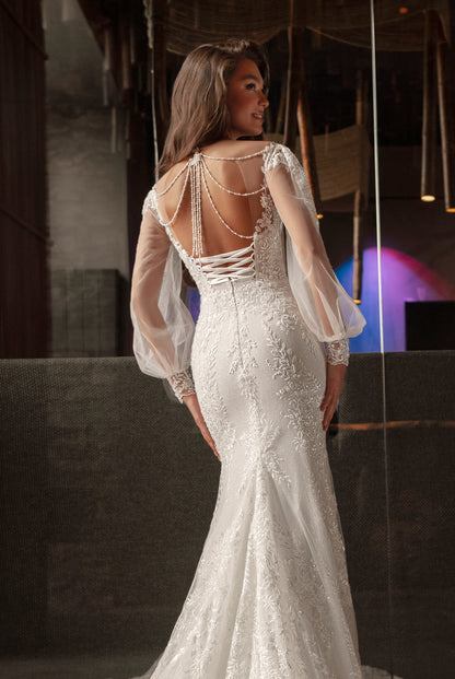 Rachela Trumpet/Mermaid Illusion Ivory Wedding dress