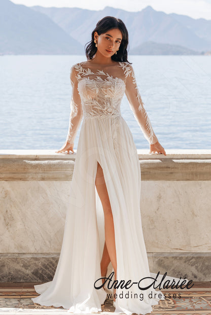 Ruth A-line Illusion Milk Wedding dress Front