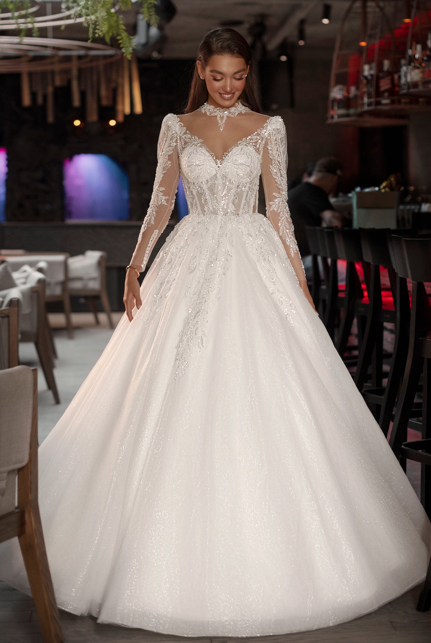 Samantha A-line Jewel Ivory Wedding dress