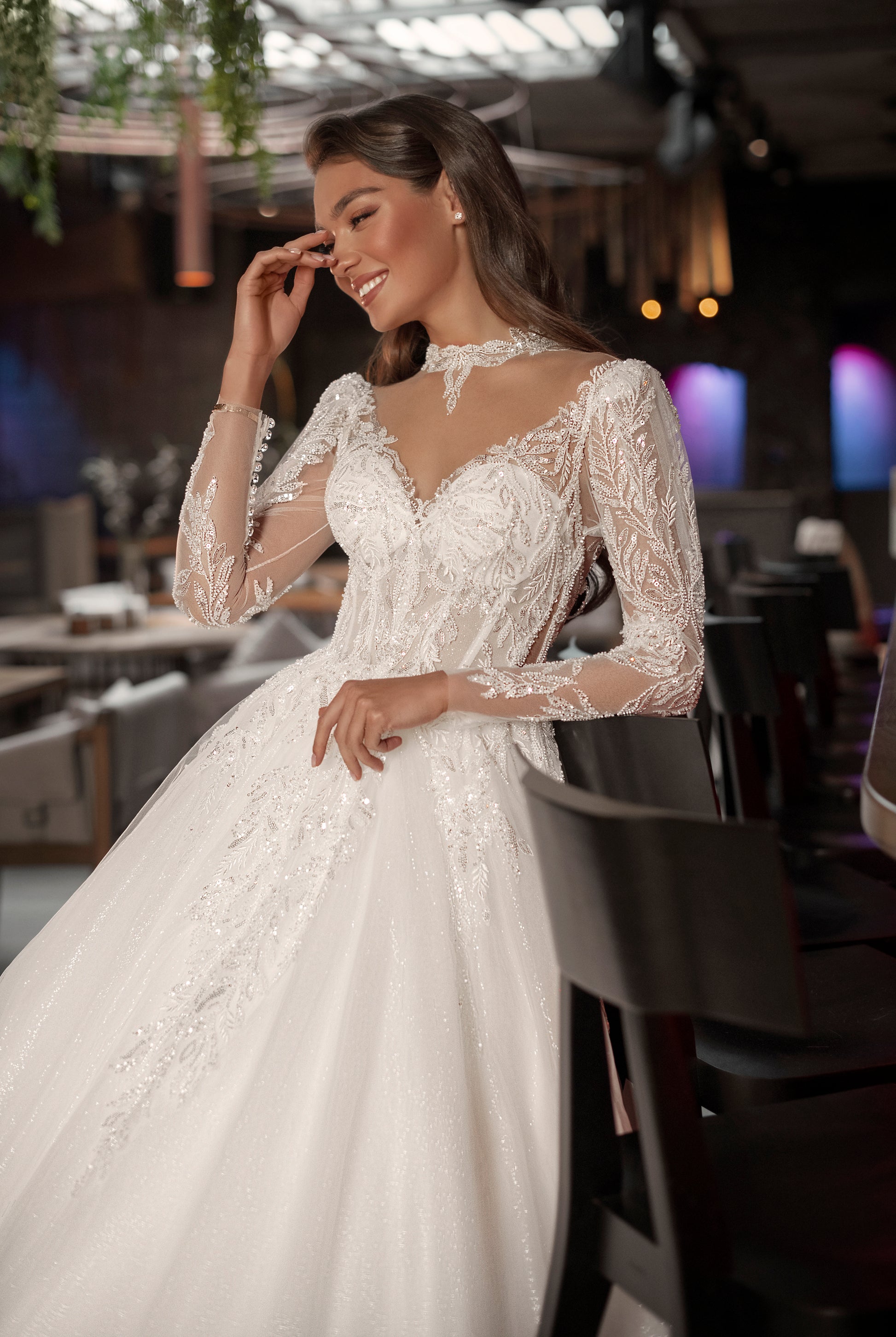 Samantha A-line Jewel Ivory Wedding dress