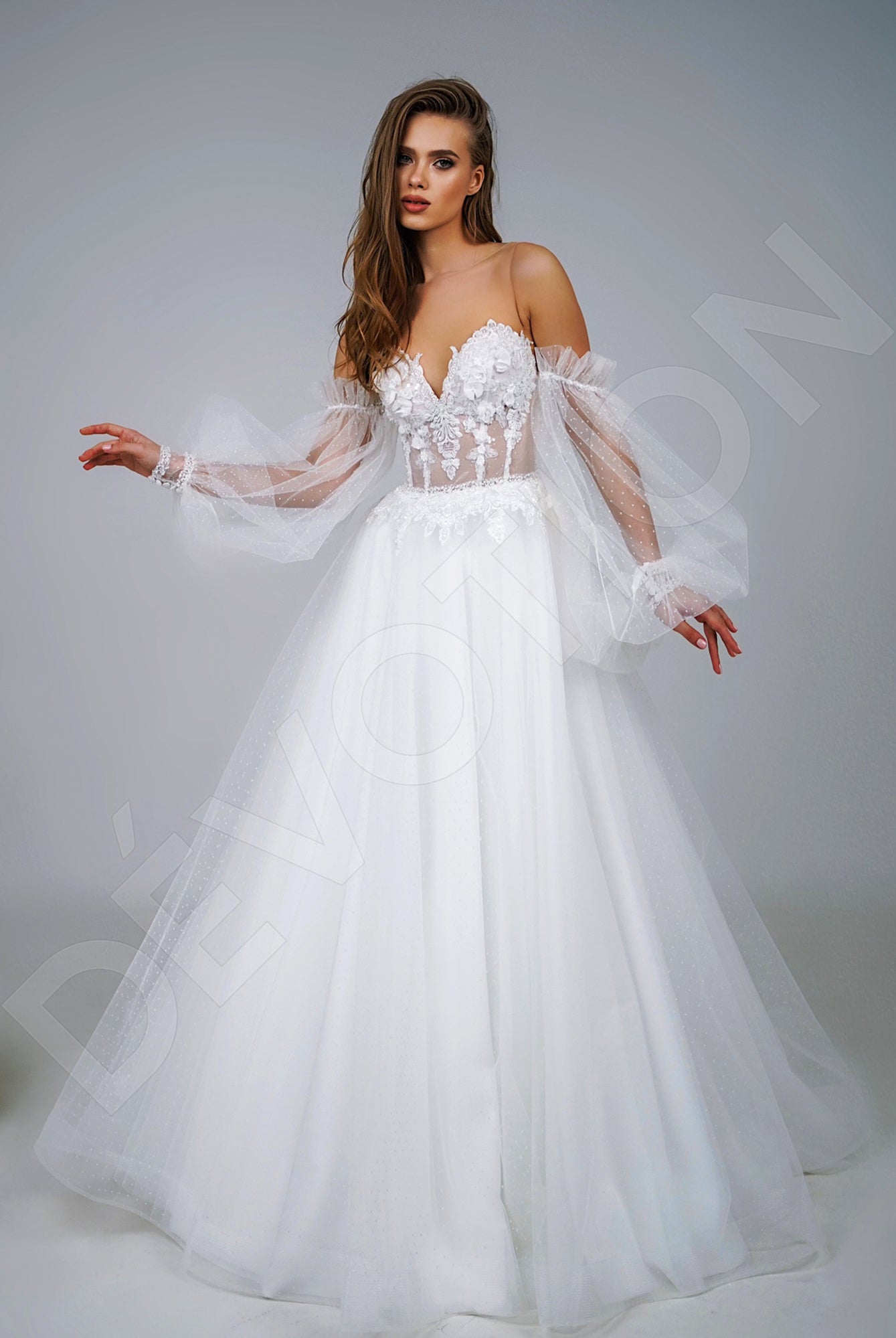 Sara A-Line Illusion Ivory Wedding dress