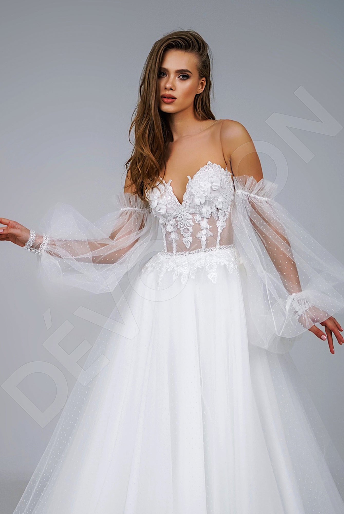 Sara A-Line Illusion Ivory Wedding dress