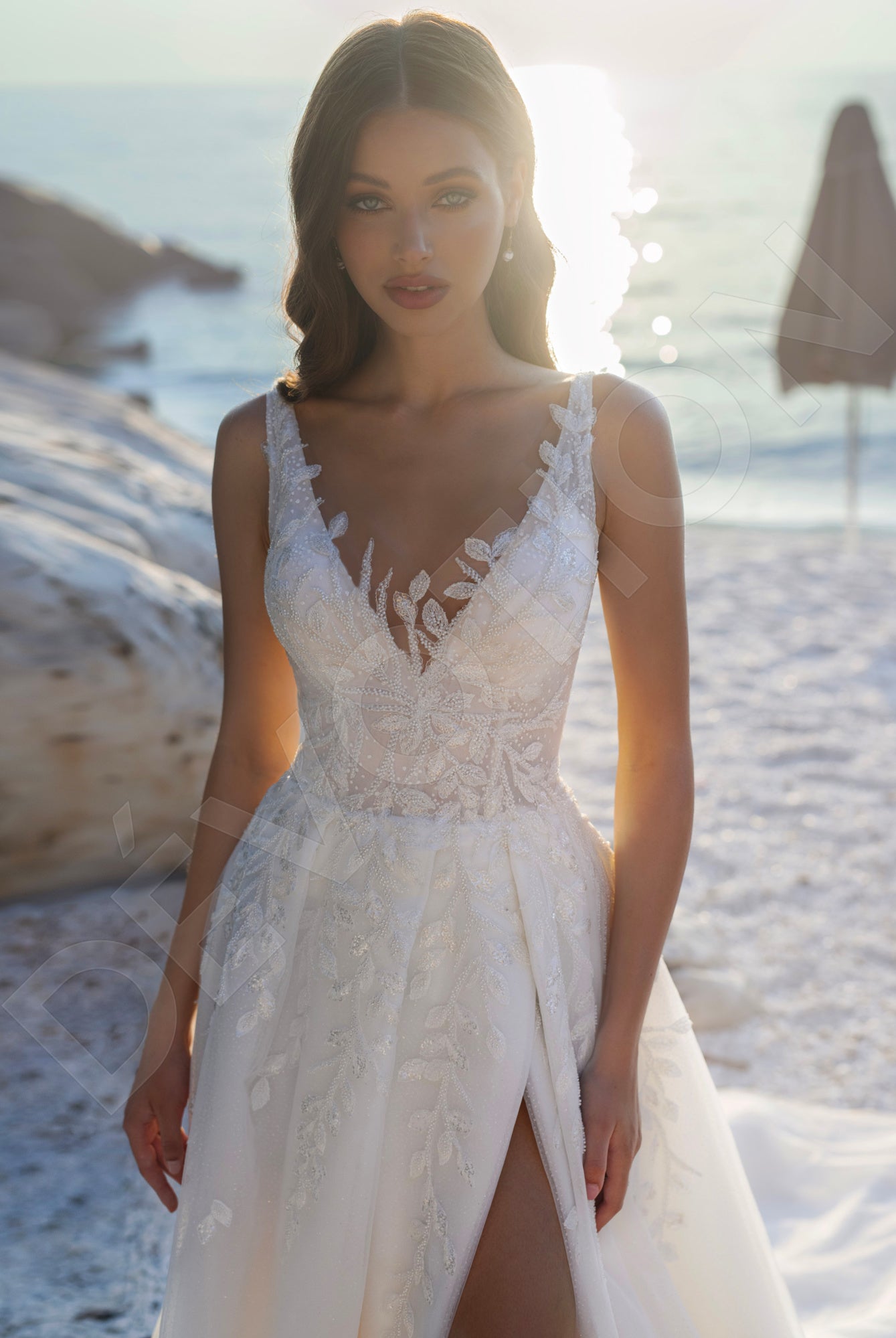 Sarah A-line V-neck Ivory Wedding dress