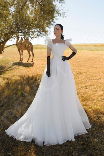 Shelzy A line Straight Across Off White Wedding dress