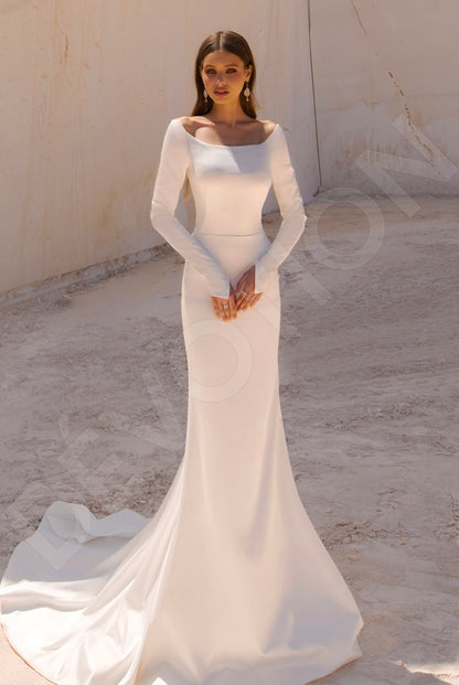 Stephanie Trumpet/Mermaid Off shoulder/Drop shoulder Ivory Wedding dress