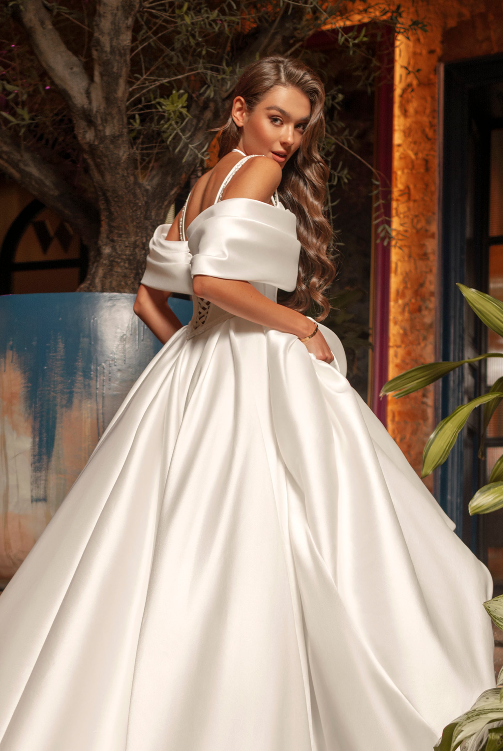 Therese A-line Straight across Ivory Wedding dress