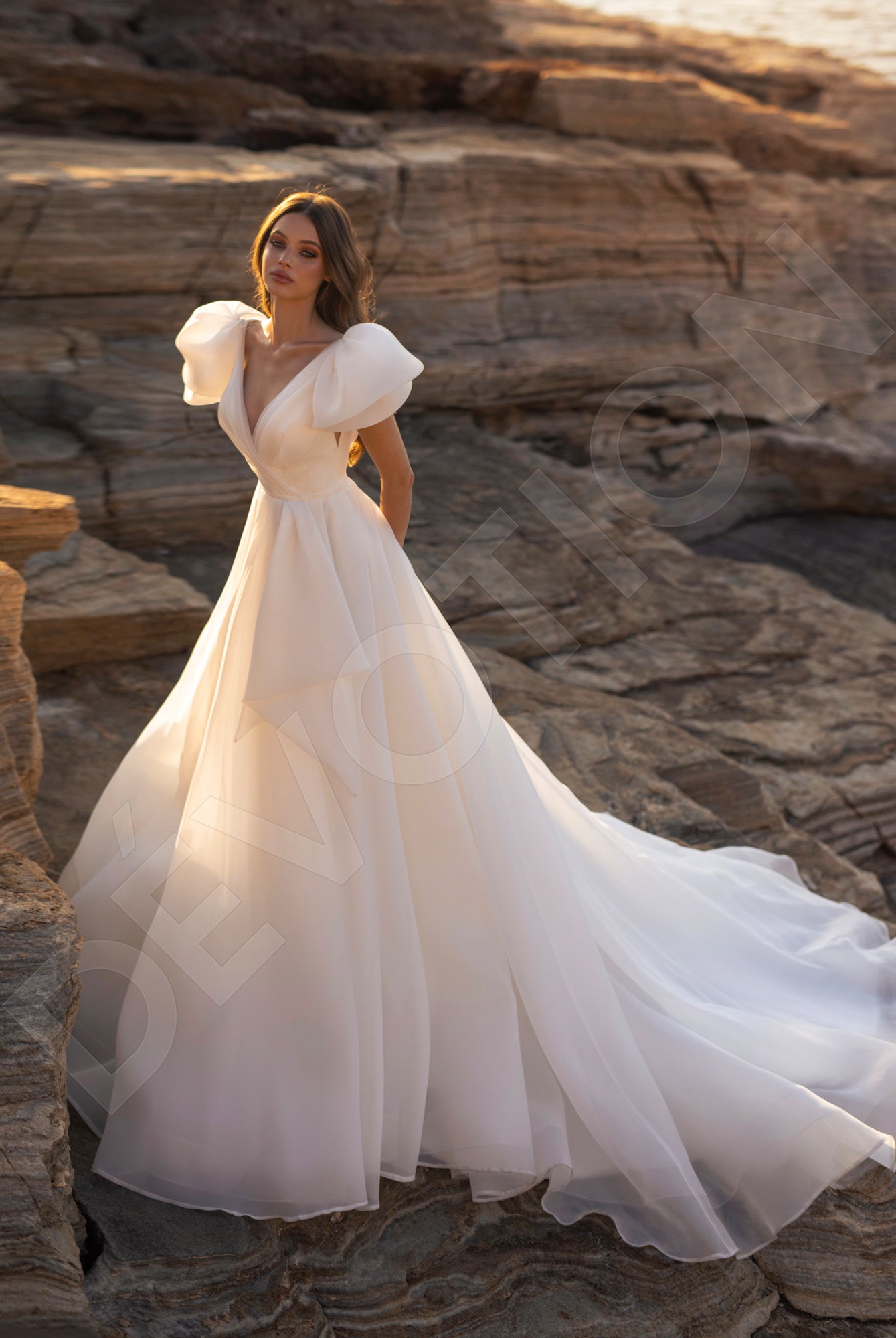 Tulipia A-line Deep V-neck Ivory Wedding dress