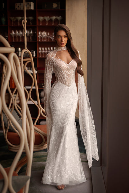 Victoria Trumpet/Mermaid V-neck Ivory Wedding dress