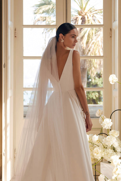 Zara A-line Boat/Bateau Ivory Wedding dress