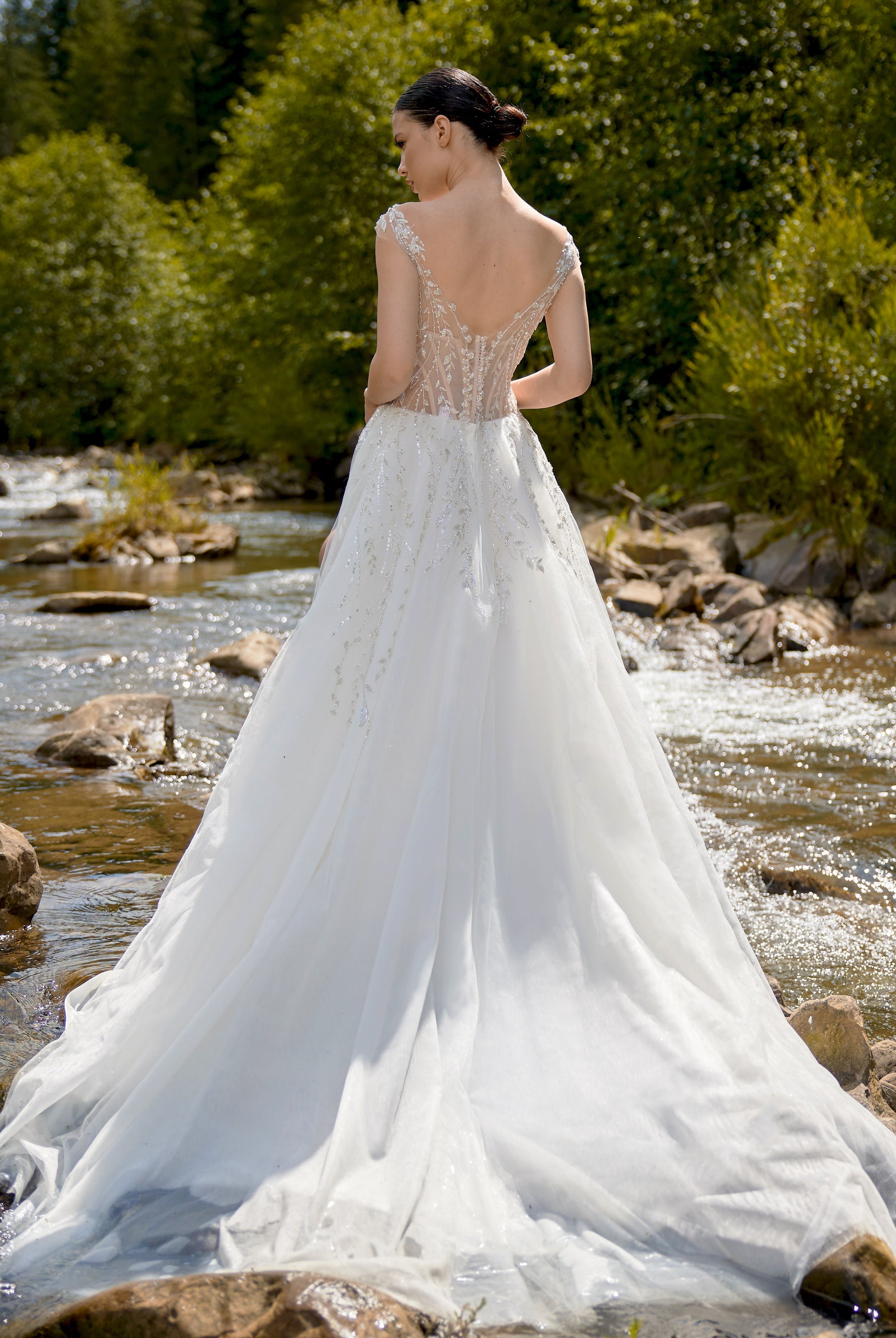 Chelsina A-line Illusion Milk Wedding dress