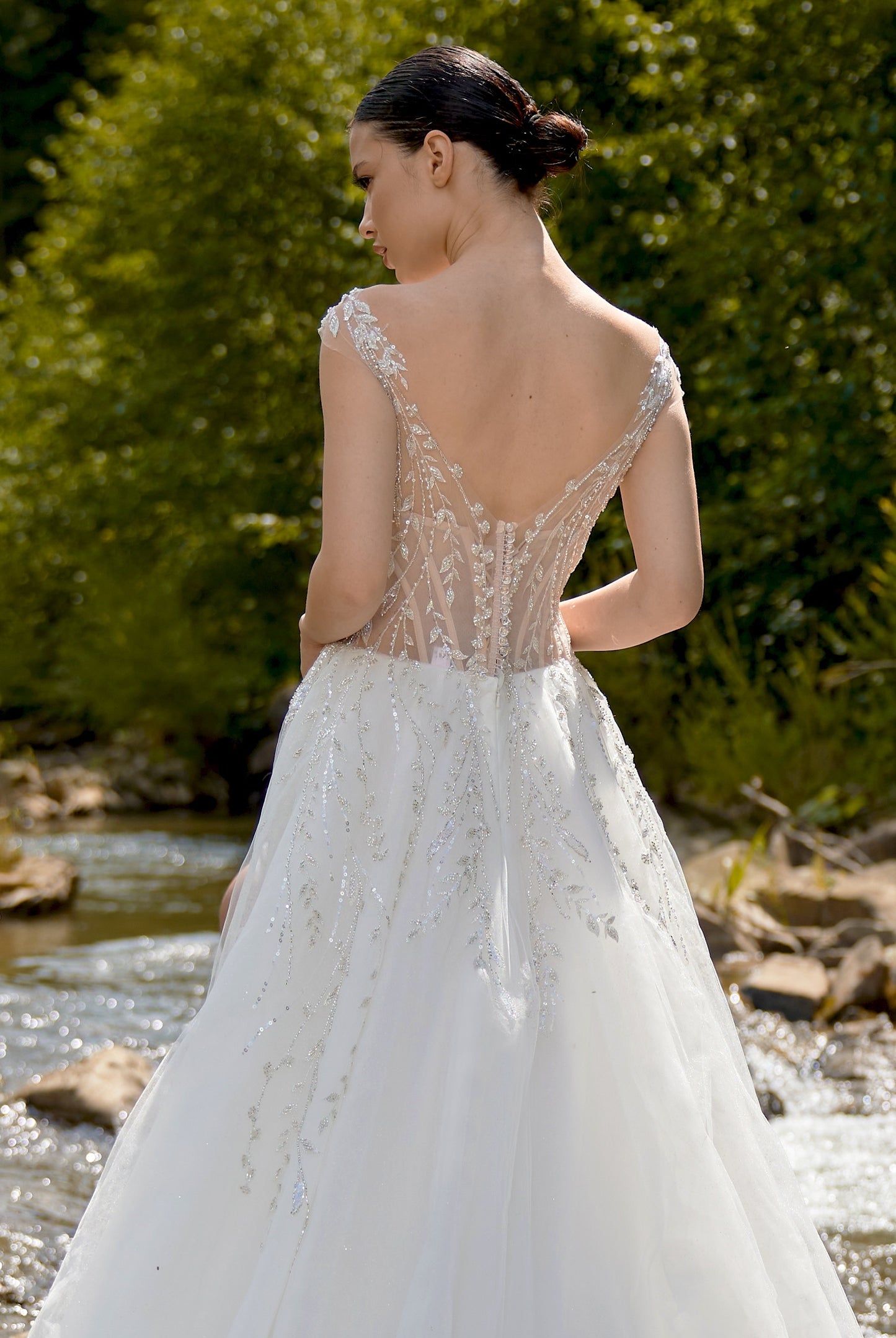 Chelsina A-line Illusion Milk Wedding dress