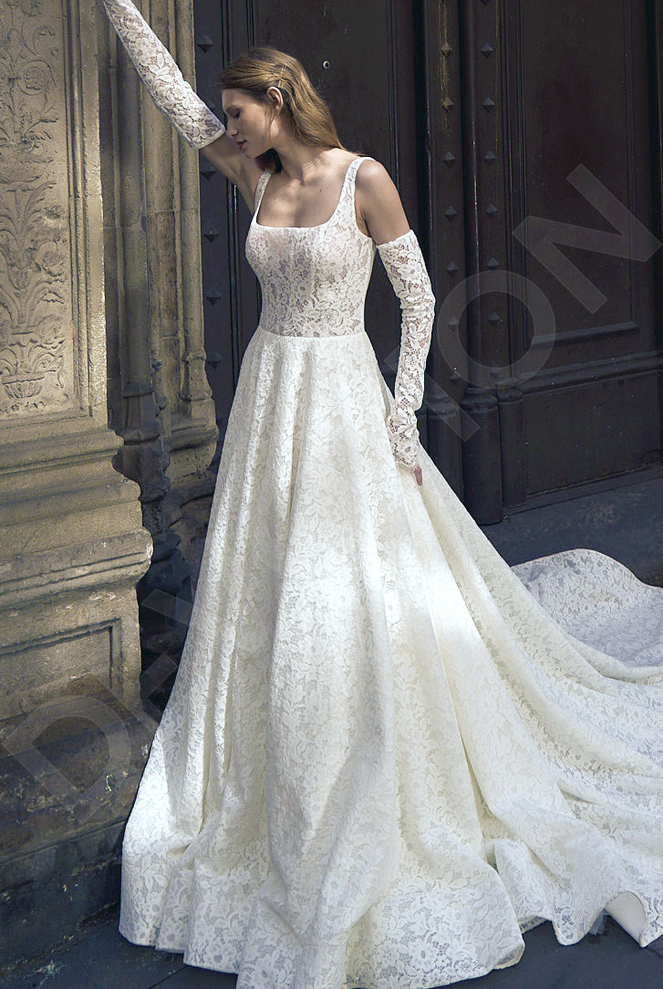 Francina A-line Square Milk Wedding dress