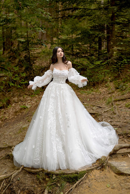 Julien Princess/Ball Gown Straight across Milk Wedding dress