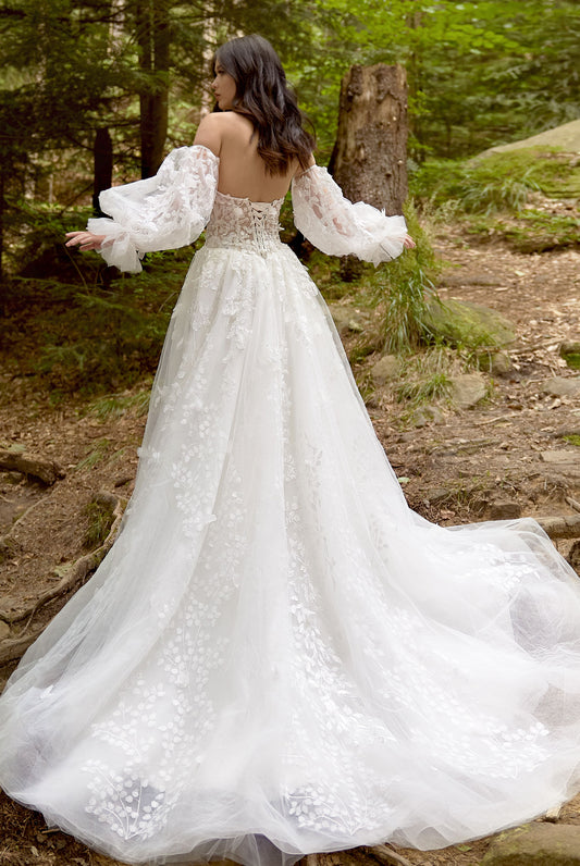 Julien Princess/Ball Gown Straight across Milk Wedding dress