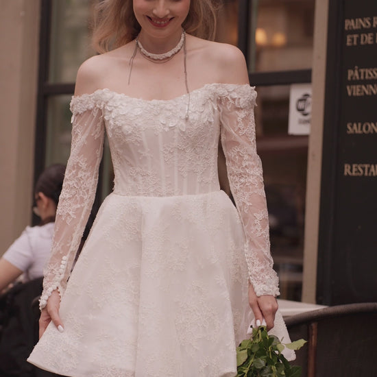 Nira A-line Off-shoulder/Drop shoulders Ivory Wedding dress