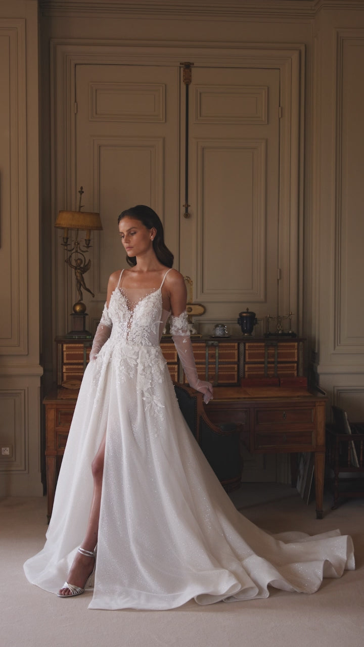 Dorinele A-line Sweetheart Milk Wedding dress video