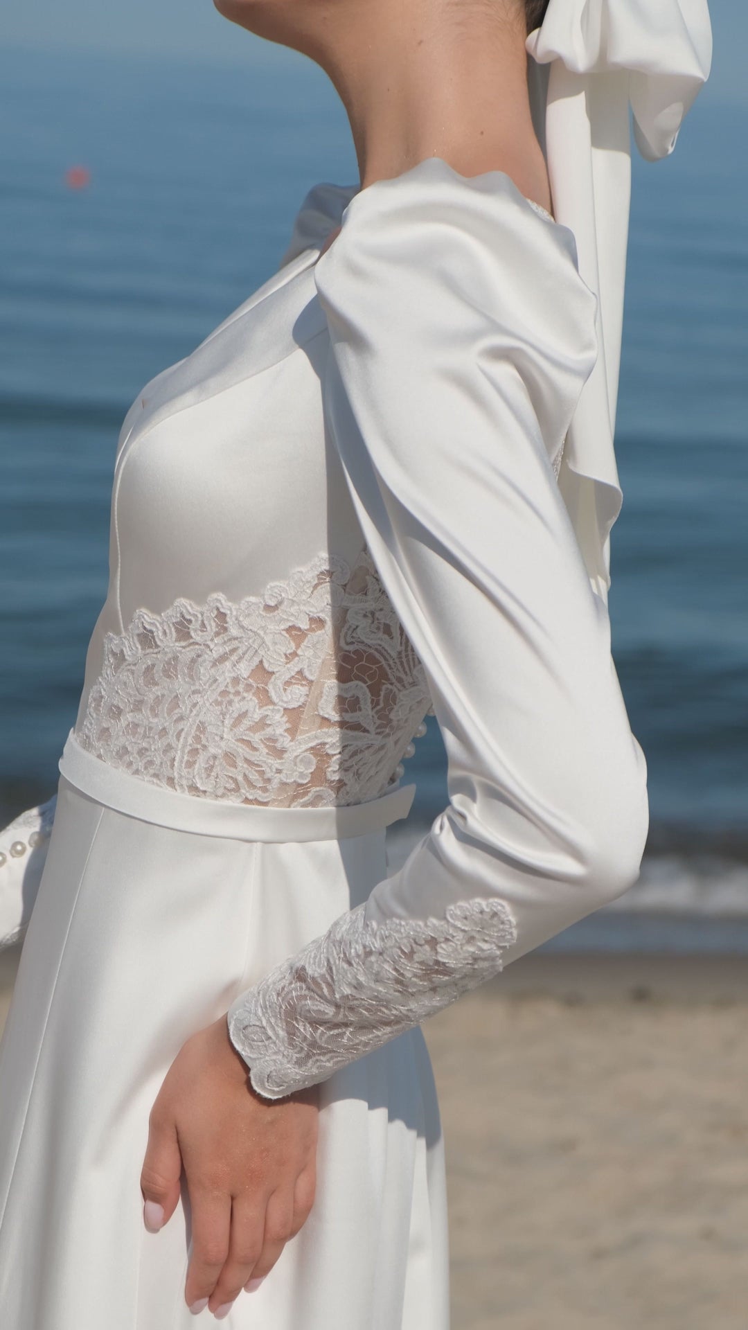 Ilit A-line Deep V-neck Off White Wedding dress video