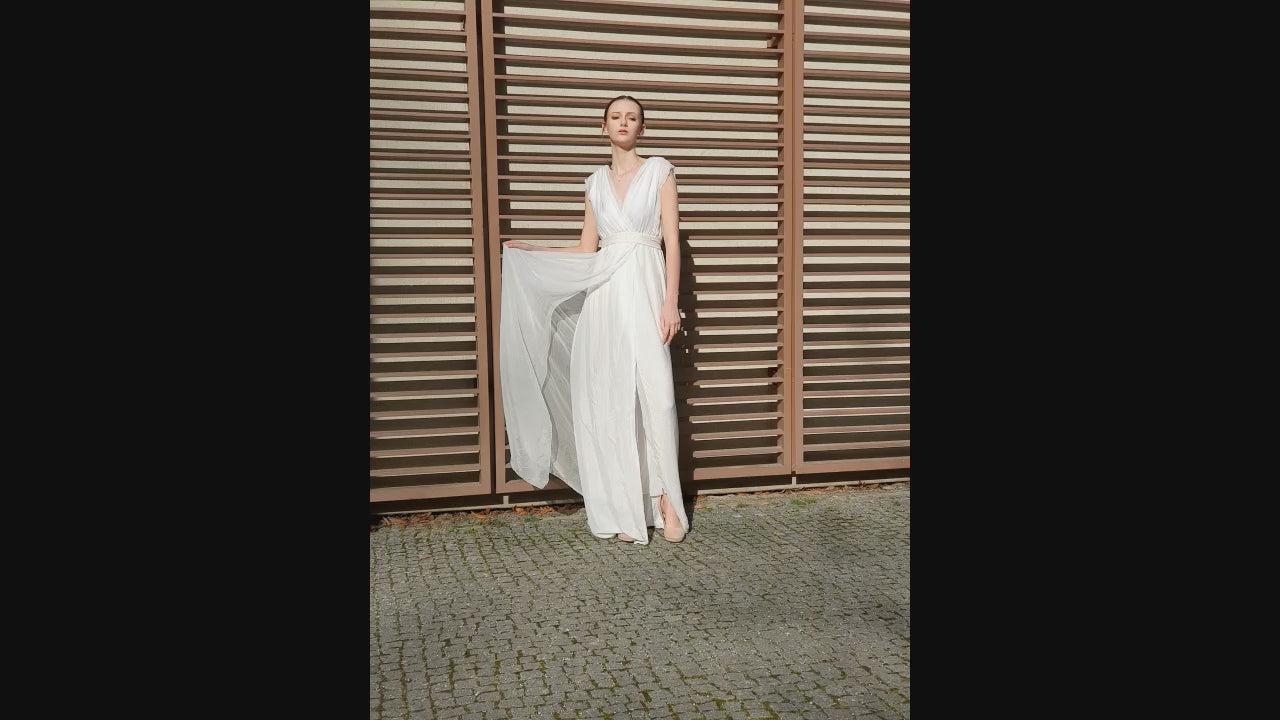 Alena A-line V-neck White Wedding dress video