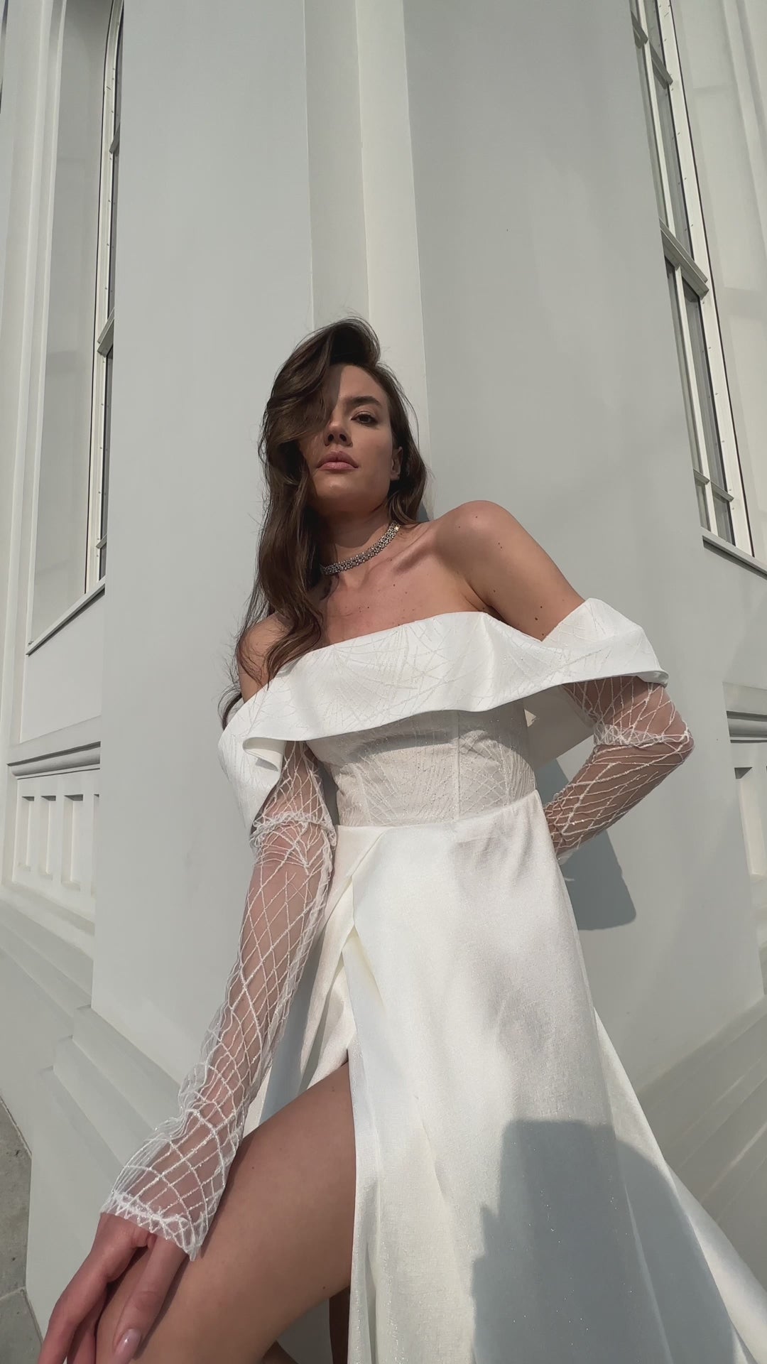 Oliviya Two in one Straight across Milk Wedding dress video