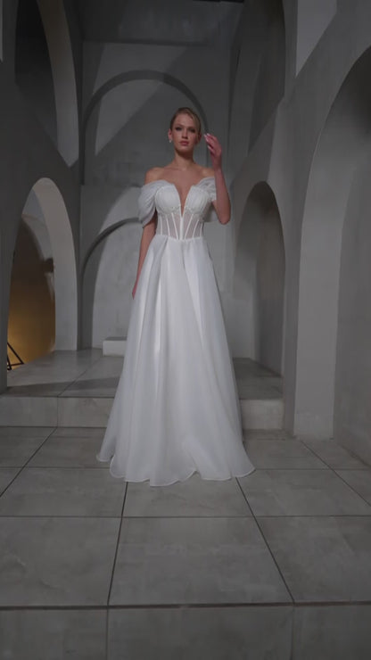 Milen A-line Sweetheart Milk Wedding dress