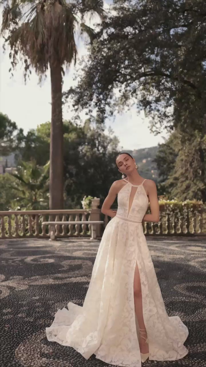 Brooke Two in one Halter Ivory Wedding dress video