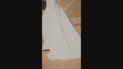 Asmus A-line Deep V-neck Off White Wedding dress