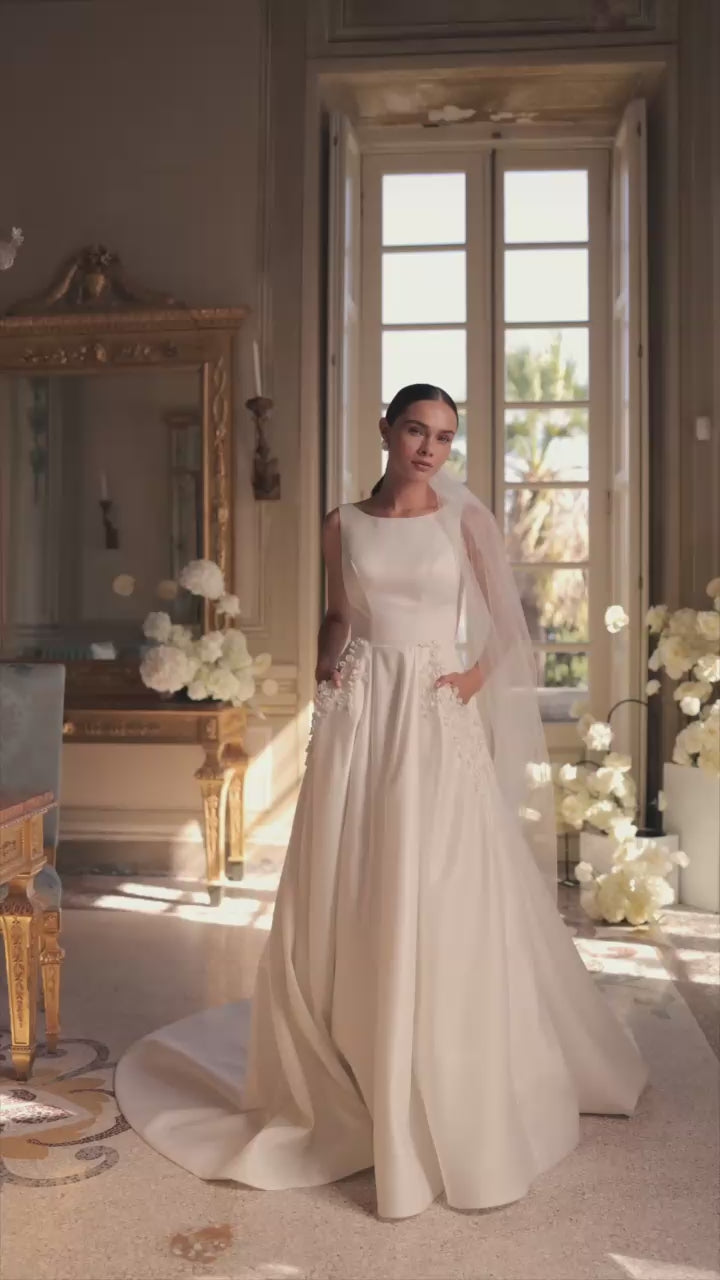 Zara A-line Boat/Bateau Ivory Wedding dress video