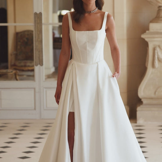 Veronela A-line Square Milk Wedding dress