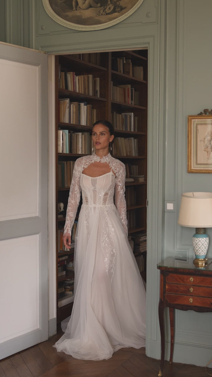 Miala A-line Scoop Milk Wedding dress video