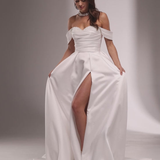 Bryce A-line Off-Shoulder/Drop Shoulders Milk Wedding dress